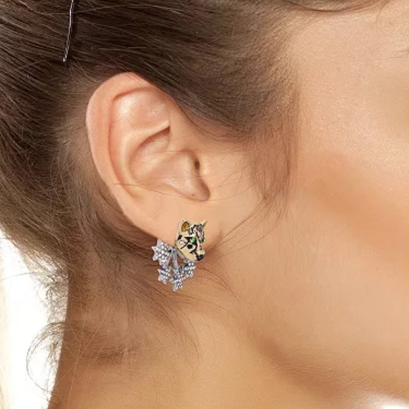 New Betsey Johnson multicolored HEAVENLY CREATURES front/back earrings - Picture 5 of 12